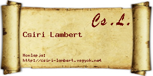 Csiri Lambert névjegykártya